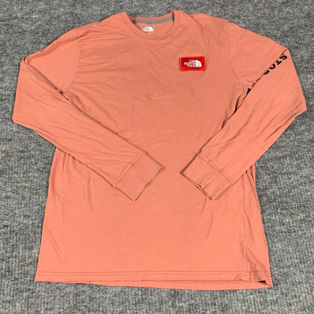 North Face Shirt Mens Medium Pink Long Sleeve Classic Fit Patch Outdoors Hiking